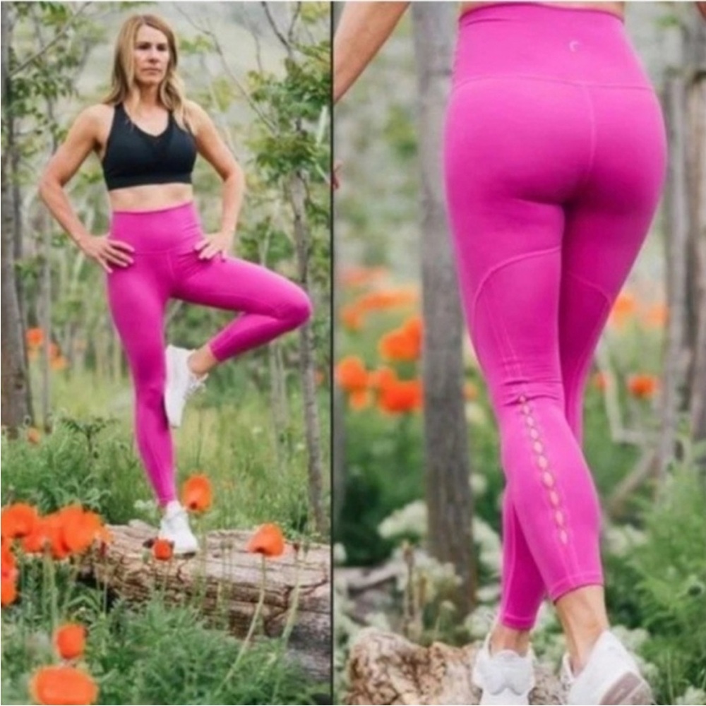 Zyia Pink Leggings Stretchy Performance Bottoms